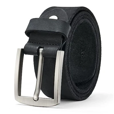 Abbildung von VRLEGEND Ledergürtel Herren Gürtel Leder Vollledergürtel Herrengürtel Jeans Echtleder 3.8cm Breit mit Geschenkbox (Schwarz, Gesamtlänge 105cm)