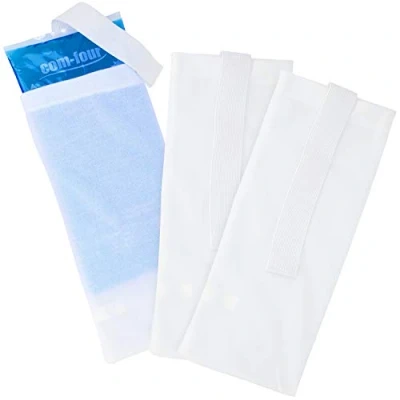 Abbildung von com four® 3X Premium Mehrweg Vlieshülle für Kalt &amp; Warm Mehrfach Gel Kompresse Kühlpack Schutzhülle mit Gummiband zum Schutz und sicherem Halt