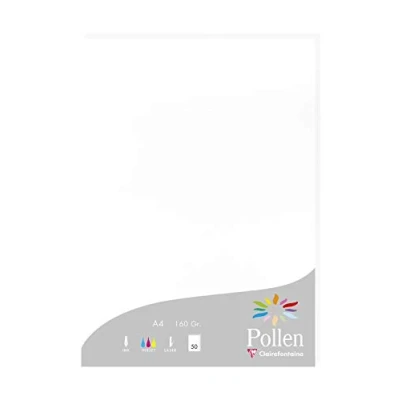 Abbildung von Clairefontaine 14239C Packung mit 50 Karten Pollen 160g, DIN A4, 21 x 29,7cm, Weiss
