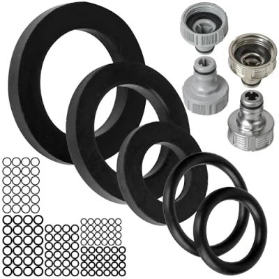 Abbildung von Ersatz Dichtungen Komplett Set, 125 Stück, für G 1/2&quot; 3/4&quot; 1&quot; Systeme, kompatibel mit Gardena 21, 26,5, 33,3 mm Hahnverbinder, Gummi, Ø 16 x 11, 22,3 17, 19 24 16, 30 20 Dichtringe