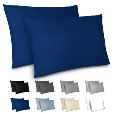 Abbildung von Dreamzie Kissenbezug 40x70 2er Set Kopfkissenbezug Dunkelblau mit Reißverschluss aus Mikrofaser Weich, cm Pillow Cover
