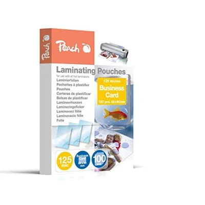 Abbildung von Peach Laminierfolien 60x90mm Business Card 125 mic 100 pouches glänzend kompatibel mit Laminiergeräten aller Markenhersteller PP525 08