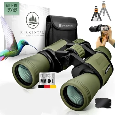 Abbildung von Birkental Fernglas Erwachsene 10x50 inkl. Zubehör Anfänger und Profis HD Zoom,wasserdicht,leicht,kompakt auch für Brillenträger breites Sichtfeld Feldstecher Jagd,Vogelbeobachtung,Astronomie, (Grün)
