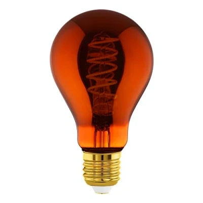 Abbildung von EGLO E27 Lampe dimmbar, Spiral LED Glühbirne, Vintage Deko Leuchtmittel Kupfer im Retro Design, 4 Watt, 30 Lumen, warmweiß, 2000k, Edison Birne A75, Ø 7,5 cm