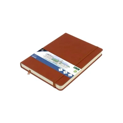 Abbildung von Kangaro Art Skizzenbuch A5 Cognac PU Hardcover 80 Blatt 140 Gramm cremefarbenes Papier mit Gummiband und Band