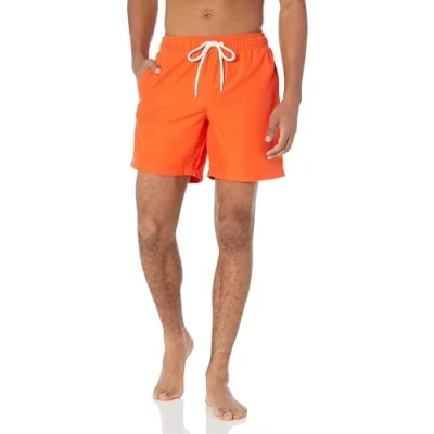 Abbildung von Amazon Essentials Herren Badehose, Schnell Trocknend, 18 cm, Orange, L