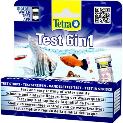 Abbildung von Tetra Test 6in1 Wassertest für das Aquarium, schnelle und einfache Überprüfung der Wasserqualität, 1 Dose (25 Teststreifen)