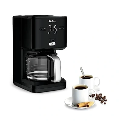 Abbildung von TEFAL SMART&#039;N LIGHT Elektrische Kaffeemaschine schwarz, 1,25 l, programmierbar, 24 Stunden, Aroma Funktion nach 30 Minuten, tropffrei, CM600810