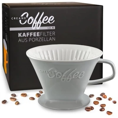 Abbildung von Creano Porzellan Kaffeefilter Filter Größe 4 für Filtertüten Gr. 1x4 Steingrau