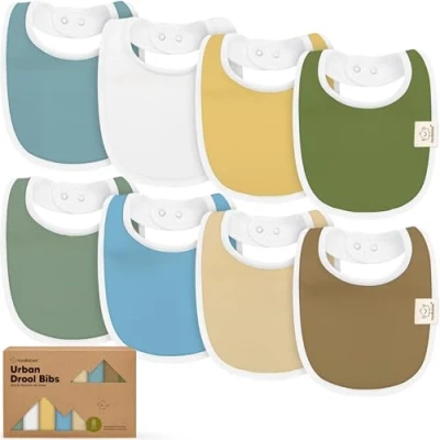 Abbildung von KeaBabies Baby Lätzchen für Jungen &amp; Mädchen 8er Pack Bio Baumwolle zum Zahnen Junge groß Säugling, Kleinkind (Daybreak)