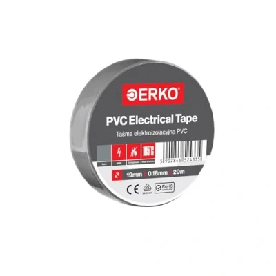 Abbildung von ERKO Isolierband Grau 19mm x 20m PVC Elektrische Leitungen Reparatur, Superflexibel, Extrastarke Haftung, Chemikalienresistent, Universal