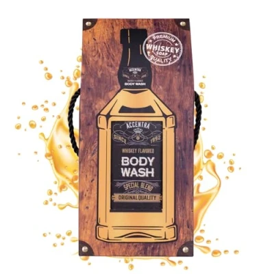 Abbildung von Accentra Duschgel SPECIAL BLEND in Flasche inkl. Geschenkbox Whiskey Optik, 400ml, Duft: nachfüllbar, Schwarz/Orange