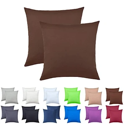 Abbildung von NatureMark 2er Pack Jersey Kissenbezug Kissenhülle Kissenbezüge Seitenschläferkissen Nackenkissen viele Größen und Farben ÖKO TEX (40 x 40 cm, Schoko braun)