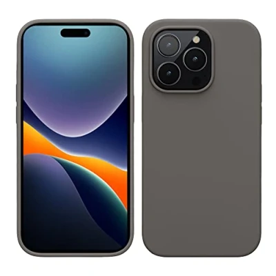 Abbildung von kwmobile Handyhülle für iPhone 14 Pro Hülle, Case Hülle Silikon kabelloses Laden Stone Dust