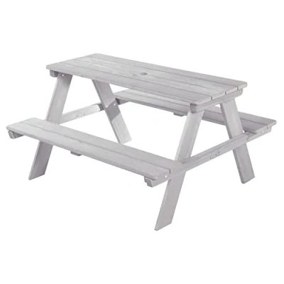 Abbildung von roba Kindersitzgarnitur Outdoor + Spielwannen Sitzgruppe aus wetterfestem Massivholz Garten Sitzgarnitur &amp; Matschtisch für Kinder Grau