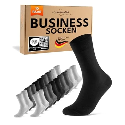Abbildung von 10 Paar Premium Socken Herren Damen Baumwolle Komfortbund ohne Naht 70101T (Grau Anthrazit Schwarz 39 42)