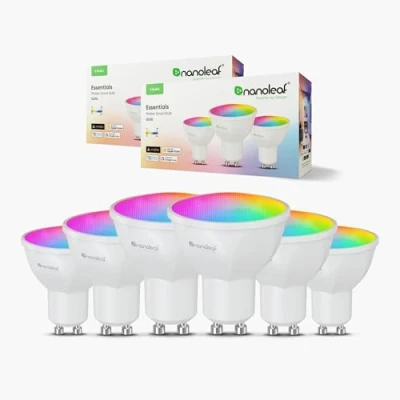 Abbildung von Nanoleaf Matter Essentials Glühbirne, 6 Smarten RGBW GU10 LED Lampen über Thread, Bluetooth 16 Mio. Farben Lampen, Bildschirm Sync, Funktioniert mit Google Home Apple, Deko &amp; Gaming
