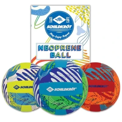 Abbildung von Schildkröt® Neopren Beachvolleyball, Größe 5, Ø 21 cm, Normale Größe, farblich Sortiert, griffige Textile Oberfläche, salzwasserfest, ideal für Stand &amp; Garten,970341