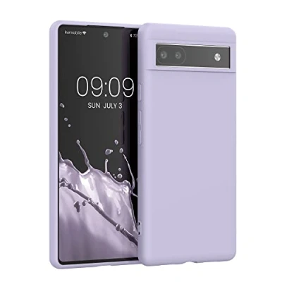 Abbildung von kwmobile Hülle kompatibel mit Google Pixel 6a weiches TPU Silikon Case Cover geeignet für kabelloses Laden Lavendel