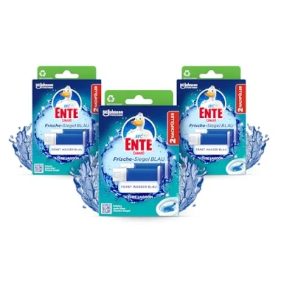 Abbildung von WC Ente Frische Siegel Nachfüller, körbchenloser Reiniger, 3 x 12 Gel Steine, Azure Lagoon, 3er Pack (3 72 ml)