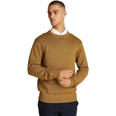 Abbildung von Tommy Hilfiger Chunky C NECK Strickpullover, Herren, Größe: Large, Country brown