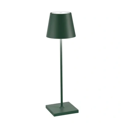 Abbildung von Zafferano, Poldina Pro Lampe, Kabellose, Wiederaufladbare Tischlampe mit Touch Control, Auch für den Außenbereich Geeignet, Dimmer, 2200 3000 K, Höhe 38 cm, Farbe Dunkelgrün