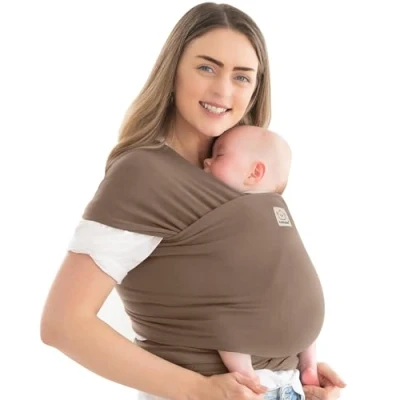 Abbildung von KeaBabies Babytrage Ab Geburt Atmungsaktive Babytragetücher, Neugeborene Geburt, Babytuch Tragetuch Baby Neugeborene, Kleinkind Handfreie Babytrage, Babywickel Träger (Saddle Brown)