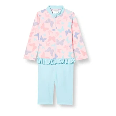 Abbildung von Playshoes UV Schutz Einteiler Unisex Kinder Badeanzug Schwimmanzug Badebekleidung, Schmetterlinge Langarm, 98/104