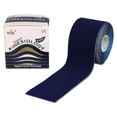 Abbildung von Nasara Original Kinesiologie Physio Tape für Sport und Medizin, Rollengröße 5cm x 5m, Dunkelblau