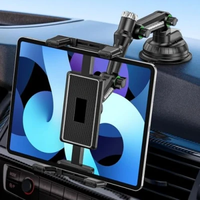 Abbildung von GlasFlength Tablet Halterung Auto, iPad Autohalterung Saugnapf Universal Armaturenbrett Windschutzscheibe 360 Drehbare Verstellbare Halter für 4.7 9.7 Zoll Tablets und Smartphones (Schwarz)