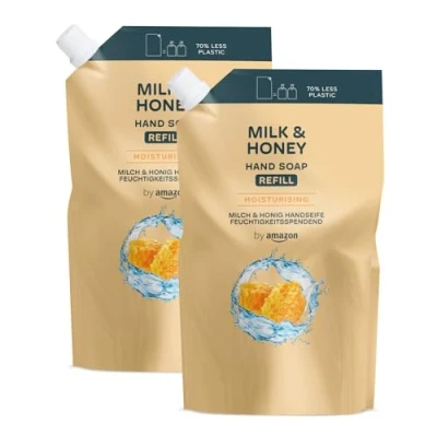 Abbildung von by Amazon Milk &amp; Honey Handseife Nachfüllpack, 2 x 1000 ml