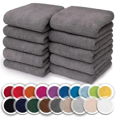 Abbildung von NatureMark 10er Pack Waschlappen 100% Baumwolle Frottier Seiflappen Größe 30 x cm Frottee Seiftücher im Farbe: Anthrazit grau