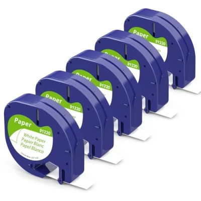 Abbildung von Aken 91220 Papier Weiß 12mm x 4m Schriftbänder Kompatibel mit Dymo Etikettenband, Letratag Etikettenband White Paper S0721510 für LT 100H 100T XR 200B