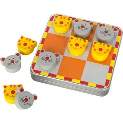 Abbildung von Small Foot Tic Tac Toe Katz und Maus, in Metalldose, mit magnetischen Spielsteinen aus Holz, ab 5 Jahren, 2404, Mehrfarbig