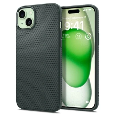 Abbildung von Spigen Hülle für iPhone 15 Liquid Air Case Handyhülle Schutzhülle Cover Dünn Slim Abyss Green