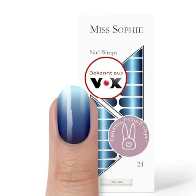 Abbildung von Miss Sophie Nagelfolie Milky Way Farbverlauf, Blau, Nail Wraps 24 ultra dünne selbstklebende langanhaltende Nagelfolien
