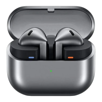 Abbildung von Samsung Galaxy Buds3 Kabellose Bluetooth Kopfhörer, Active Noise Cancelling (ANC), Adaptive Geräuschunterdrückung, In Ear Kopfhörer mit 360 Audio, Silver, Inkl. Anymode Clear Case