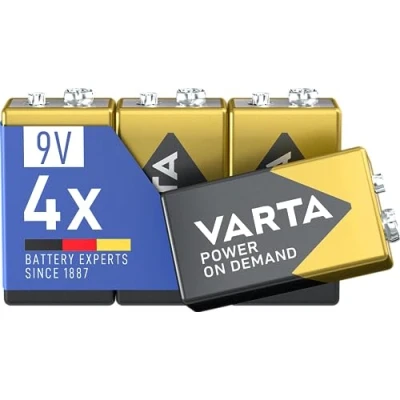 Abbildung von VARTA Batterien 9V Blockbatterien, 4 Stück, Power on Demand, Alkaline, Vorratspack, smart, flexibel, leistungsstark, ideal für Rauchmelder, Brand &amp; Feuermelder