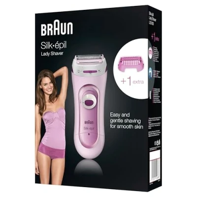 Abbildung von Braun Silk épil Lady Shaver, Kabelloser damenrasierer elektrisch, Elektrischer rasierer und Trimmer, damen intimbereich, Wet&amp;Dry, 5100, pink