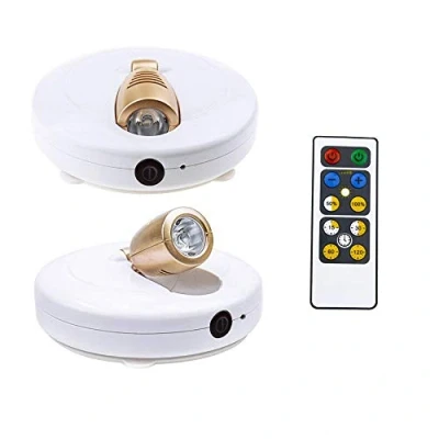 Abbildung von HONWELL Spot Lampe LED Wireless Deckenstrahler mit Fernbedienung Puck Licht Leselampe AA Batteriebetrieben Nachtlicht Drehbar Kopf für Spiegelanstrich Dartscheibe Küche Treppe Gang, 2 Stück