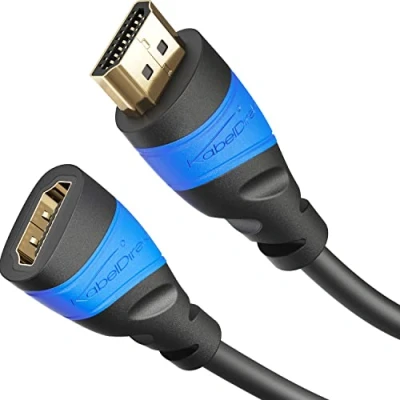 Abbildung von KabelDirekt HDMI Verlängerung mit spezieller A.I.S. Schirmung 1 m (4K@60Hz Ultra HD High Speed Ethernet, 2.0/1.4 kompatibel, Verlängerungskabel für Blu ray/PS5/Xbox Series X/Switch)