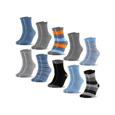 Abbildung von Occulto Jungen &amp; Mädchen Bunte Socken 10er Pack (Modell: Estilo) Blau Streifen 27 30