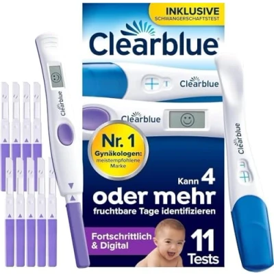 Abbildung von Clearblue Kinderwunsch Kombipack Fortschrittlich &amp; Digital, 10 Ovulationstests + 1 digitale Testhalterung Schwangerschaftstest Schnelle Erkennung, Fruchtbarkeitstest für Frauen / Eisprung