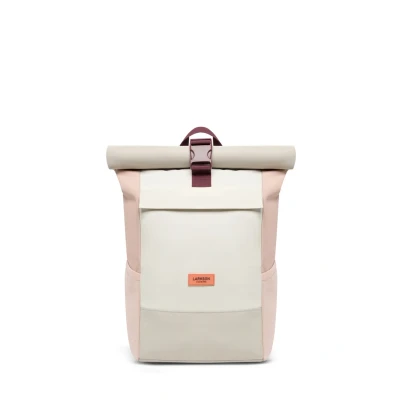 Abbildung von Larkson Rucksack Damen Herren Beige Rosa No 4 Rolltop Backpack mit Laptopfach Uni, Arbeit &amp; Fahrrad Großer Reiserucksack Wasserabweisend