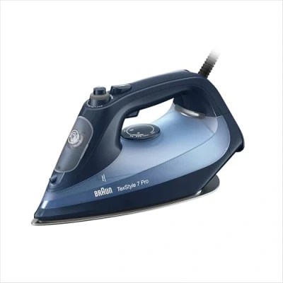 Abbildung von Braun TexStyle 7 Pro Dampfbügeleisen SI 7160 BL Bügeleisen mit Freeglide 3D Bügelsohle, Vertikaldampf, 3000 Watt, Blau