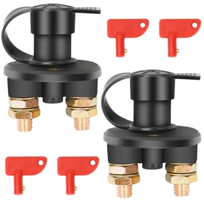 Abbildung von 2 Stück Batterieschalter 12V / 24V, Bolatus Auto Batterie Trennschalter Hauptstromschalter Polig Ein /Aus Schalter Kill Switch 6V für Fahrzeug Boot Kfz