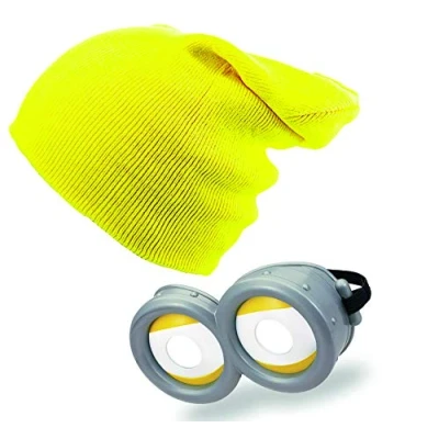 Abbildung von 4sold Goggles Brille Gläser Augen Tolles Kostüm das du brauchst Lustige Cartoon Figur mit Brillenaugen Für Halloween und Karnevalskostümpartys Gelbe (Beanie &amp; Goggle Set Nr 4)