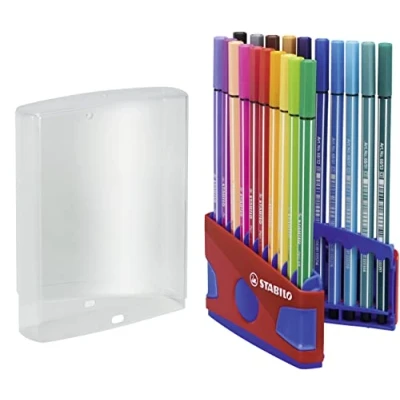 Abbildung von STABILO Premium Filzstift Pen 68 ColorParade mit Aufhängelasche in blau/rot 20er Pack 20 verschiedenen Farben