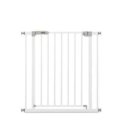 Abbildung von hauck Treppenschutzgitter / Türschutzgitter Open N Stop KD (Basisgitter ohne Verlängerung), für Breiten 75 80 cm, Bohren, Einhändiges Öffnen, Beidseitig Schwenkbar, Metall (White)