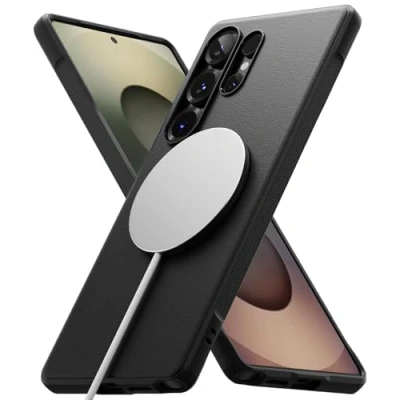 Abbildung von Ringke Onyx Magnetic Case [Kompatibel mit MagSafe] für Samsung Galaxy S25 Ultra Hülle, Fester Griff rutschfest Schlank Robuste Stoßfeste Kratzfest Handyhülle Magnet Ladegerät/Zubehör Black